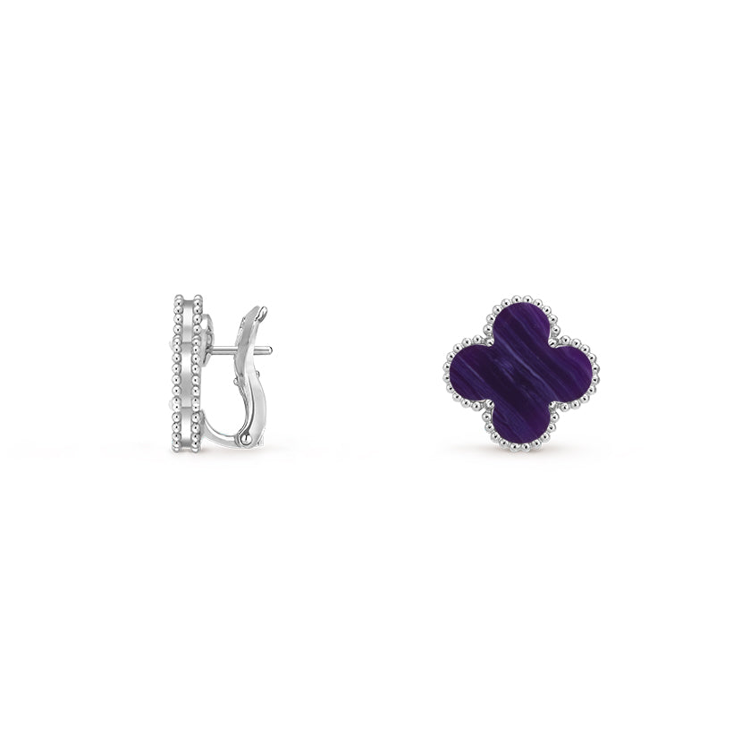 [Aetheris]15MM CLOVER FLOWER STUD EARRINGS WHITE GOLD COLLECTION
