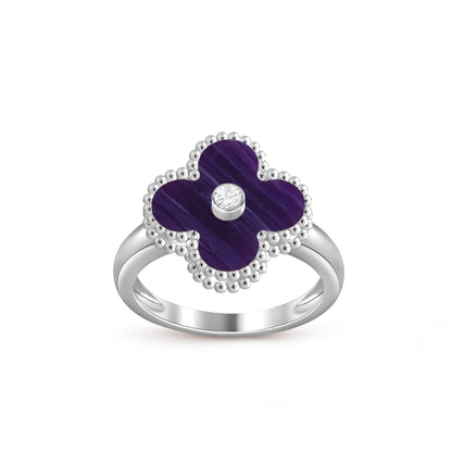[Aetheris]LUCKY CLOVER DIAMOND-ACCENT WHITE GOLD RING COLLECTION