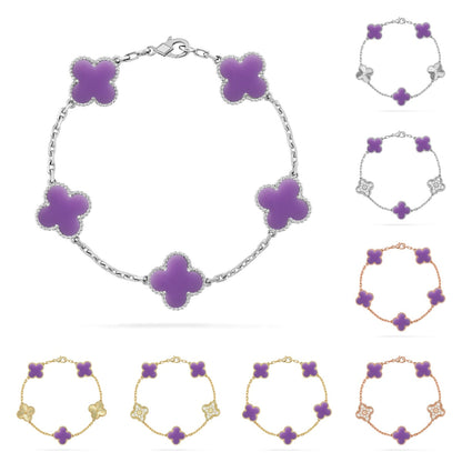 [Aetheris]LUCKY CLOVER 5-MOTIF BRACELET - LAVENDER COLLECTION