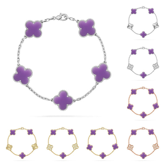 [Aetheris]LUCKY CLOVER 5-MOTIF BRACELET - LAVENDER COLLECTION