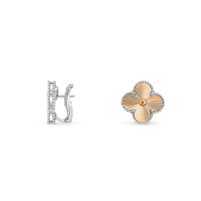 [Aetheris]15MM CLOVER FLOWER STUD EARRINGS WHITE GOLD COLLECTION