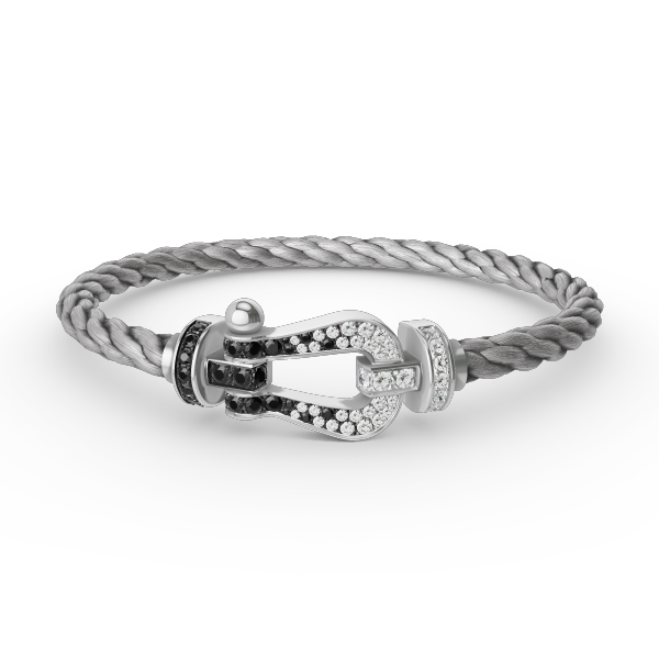[Aetheris]FORCE GROSSES HUFEISEN SCHWARZ-WEISS DIAMANTEN-ARMBAND – WEISSGOLD