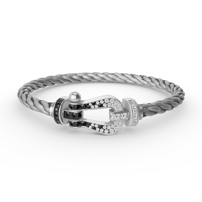 [Aetheris]FORCE GROSSES HUFEISEN SCHWARZ-WEISS DIAMANTEN-ARMBAND – WEISSGOLD