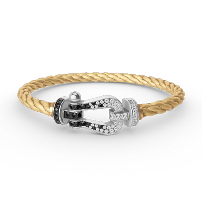 [Aetheris]FORCE GROSSES HUFEISEN SCHWARZ-WEISS DIAMANTEN-ARMBAND – WEISSGOLD