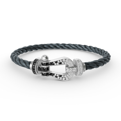 [Aetheris]FORCE GROSSES HUFEISEN SCHWARZ-WEISS DIAMANTEN-ARMBAND – WEISSGOLD