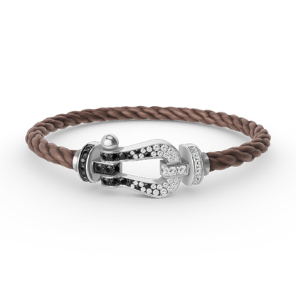 [Aetheris]FORCE GROSSES HUFEISEN SCHWARZ-WEISS DIAMANTEN-ARMBAND – WEISSGOLD