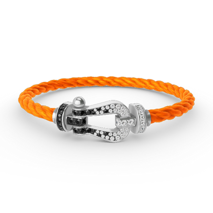 [Aetheris]FORCE GROSSES HUFEISEN SCHWARZ-WEISS DIAMANTEN-ARMBAND – WEISSGOLD