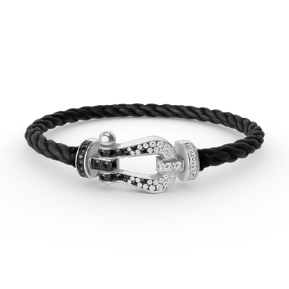 [Aetheris]FORCE GROSSES HUFEISEN SCHWARZ-WEISS DIAMANTEN-ARMBAND – WEISSGOLD