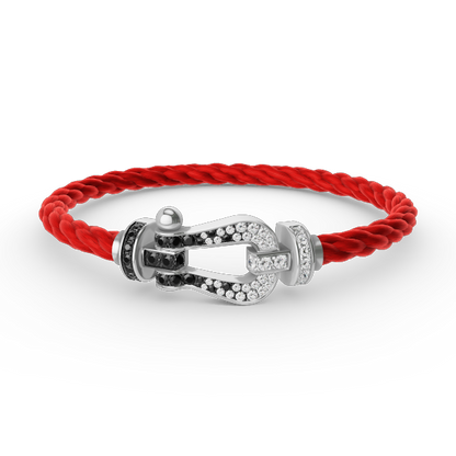[Aetheris]FORCE GROSSES HUFEISEN SCHWARZ-WEISS DIAMANTEN-ARMBAND – WEISSGOLD