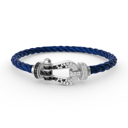 [Aetheris]FORCE GROSSES HUFEISEN SCHWARZ-WEISS DIAMANTEN-ARMBAND – WEISSGOLD