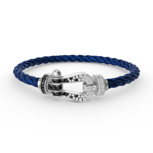 [Aetheris]FORCE LARGE HORSESHOE BLACK & WHITE DIAMOND BRACELET - WHITE GOLD