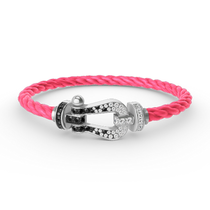 [Aetheris]FORCE GROSSES HUFEISEN SCHWARZ-WEISS DIAMANTEN-ARMBAND – WEISSGOLD