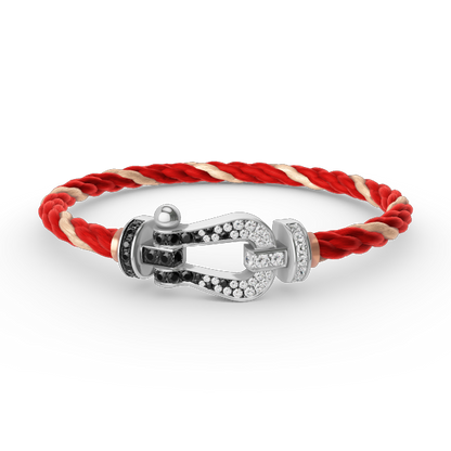 [Aetheris]FORCE GROSSES HUFEISEN SCHWARZ-WEISS DIAMANTEN-ARMBAND – WEISSGOLD