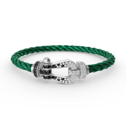 [Aetheris]FORCE GROSSES HUFEISEN SCHWARZ-WEISS DIAMANTEN-ARMBAND – WEISSGOLD