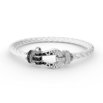 [Aetheris]FORCE GROSSES HUFEISEN SCHWARZ-WEISS DIAMANTEN-ARMBAND – WEISSGOLD