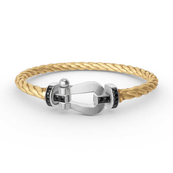 [Aetheris]FORCE GROSSES HUFEISEN-ARMBAND MIT SCHWARZER DIAMANTENVERZIERUNG - WEISSGOLD
