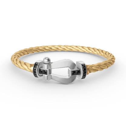 [Aetheris]FORCE GROSSES HUFEISEN-ARMBAND MIT SCHWARZER DIAMANTENVERZIERUNG - WEISSGOLD