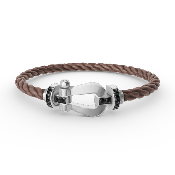 [Aetheris]FORCE GROSSES HUFEISEN-ARMBAND MIT SCHWARZER DIAMANTENVERZIERUNG - WEISSGOLD