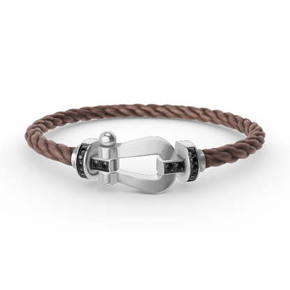 [Aetheris]FORCE GROSSES HUFEISEN-ARMBAND MIT SCHWARZER DIAMANTENVERZIERUNG - WEISSGOLD