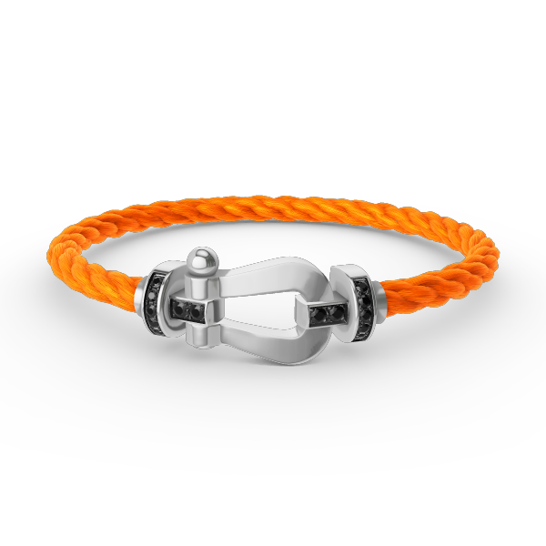 [Aetheris]FORCE GROSSES HUFEISEN-ARMBAND MIT SCHWARZER DIAMANTENVERZIERUNG - WEISSGOLD