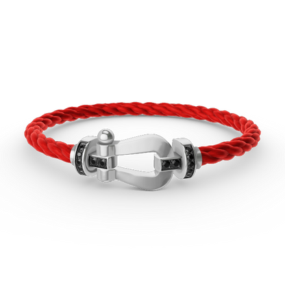 [Aetheris]FORCE GROSSES HUFEISEN-ARMBAND MIT SCHWARZER DIAMANTENVERZIERUNG - WEISSGOLD