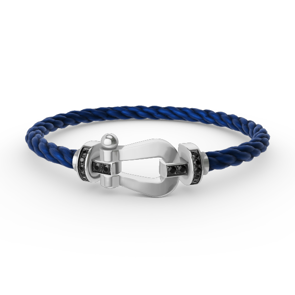 [Aetheris]FORCE GROSSES HUFEISEN-ARMBAND MIT SCHWARZER DIAMANTENVERZIERUNG - WEISSGOLD