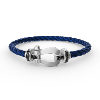 [Aetheris]FORCE GROSSES HUFEISEN-ARMBAND MIT SCHWARZER DIAMANTENVERZIERUNG - WEISSGOLD