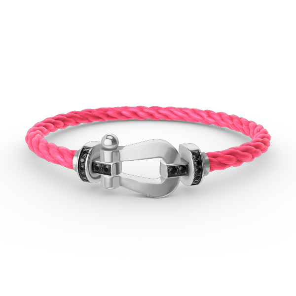 [Aetheris]FORCE GROSSES HUFEISEN-ARMBAND MIT SCHWARZER DIAMANTENVERZIERUNG - WEISSGOLD