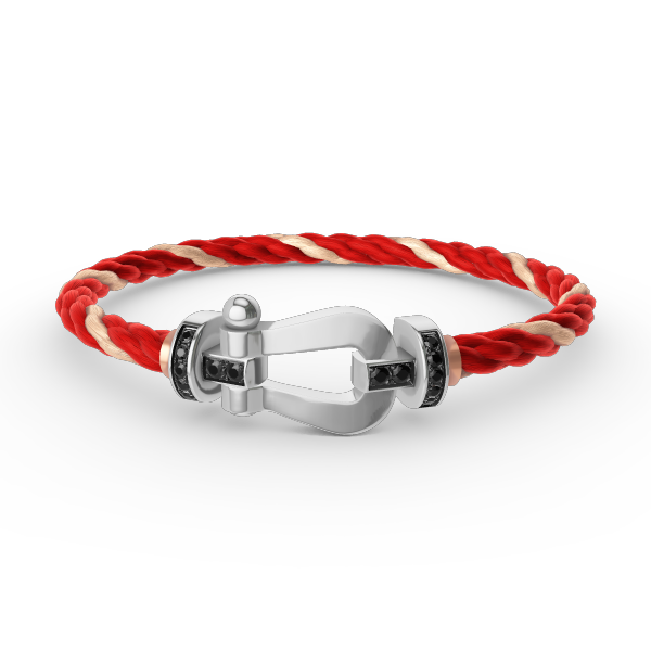 [Aetheris]FORCE GROSSES HUFEISEN-ARMBAND MIT SCHWARZER DIAMANTENVERZIERUNG - WEISSGOLD