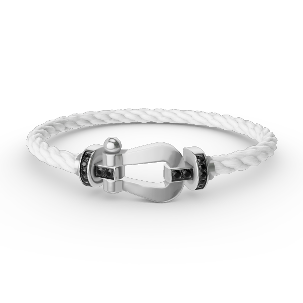 [Aetheris]FORCE GROSSES HUFEISEN-ARMBAND MIT SCHWARZER DIAMANTENVERZIERUNG - WEISSGOLD