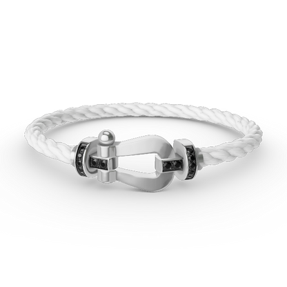 [Aetheris]FORCE GROSSES HUFEISEN-ARMBAND MIT SCHWARZER DIAMANTENVERZIERUNG - WEISSGOLD