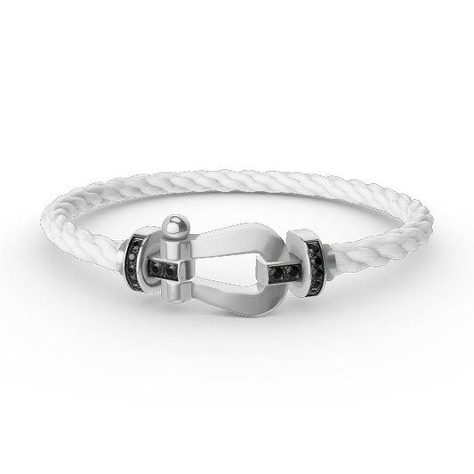 [Aetheris]FORCE LARGE HORSESHOE BLACK DIAMOND BRACELET - WHITE GOLD