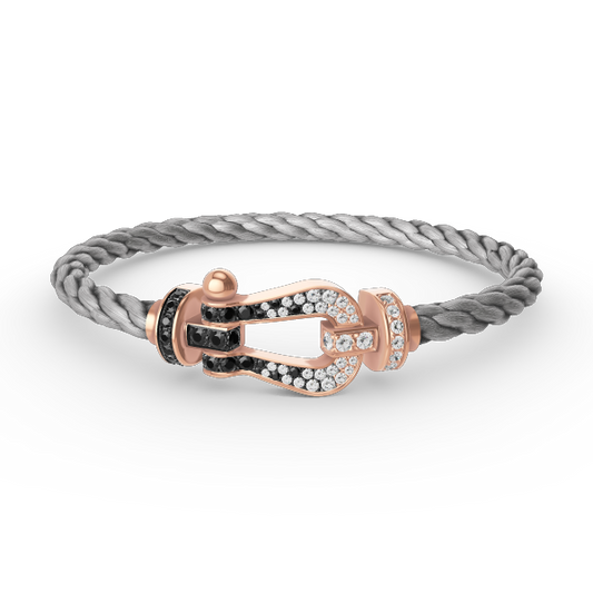 [Aetheris]FORCE LARGE HORSESHOE BLACK & WHITE DIAMOND BRACELET - ROSE GOLD