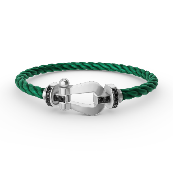[Aetheris]FORCE GROSSES HUFEISEN-ARMBAND MIT SCHWARZER DIAMANTENVERZIERUNG - WEISSGOLD
