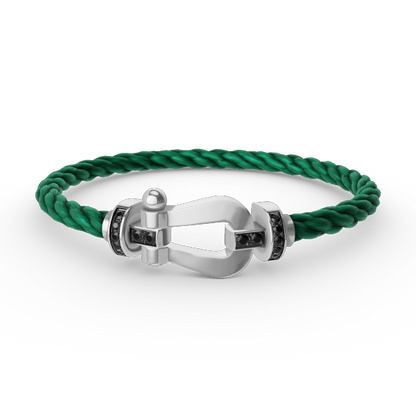 [Aetheris]FORCE GROSSES HUFEISEN-ARMBAND MIT SCHWARZER DIAMANTENVERZIERUNG - WEISSGOLD