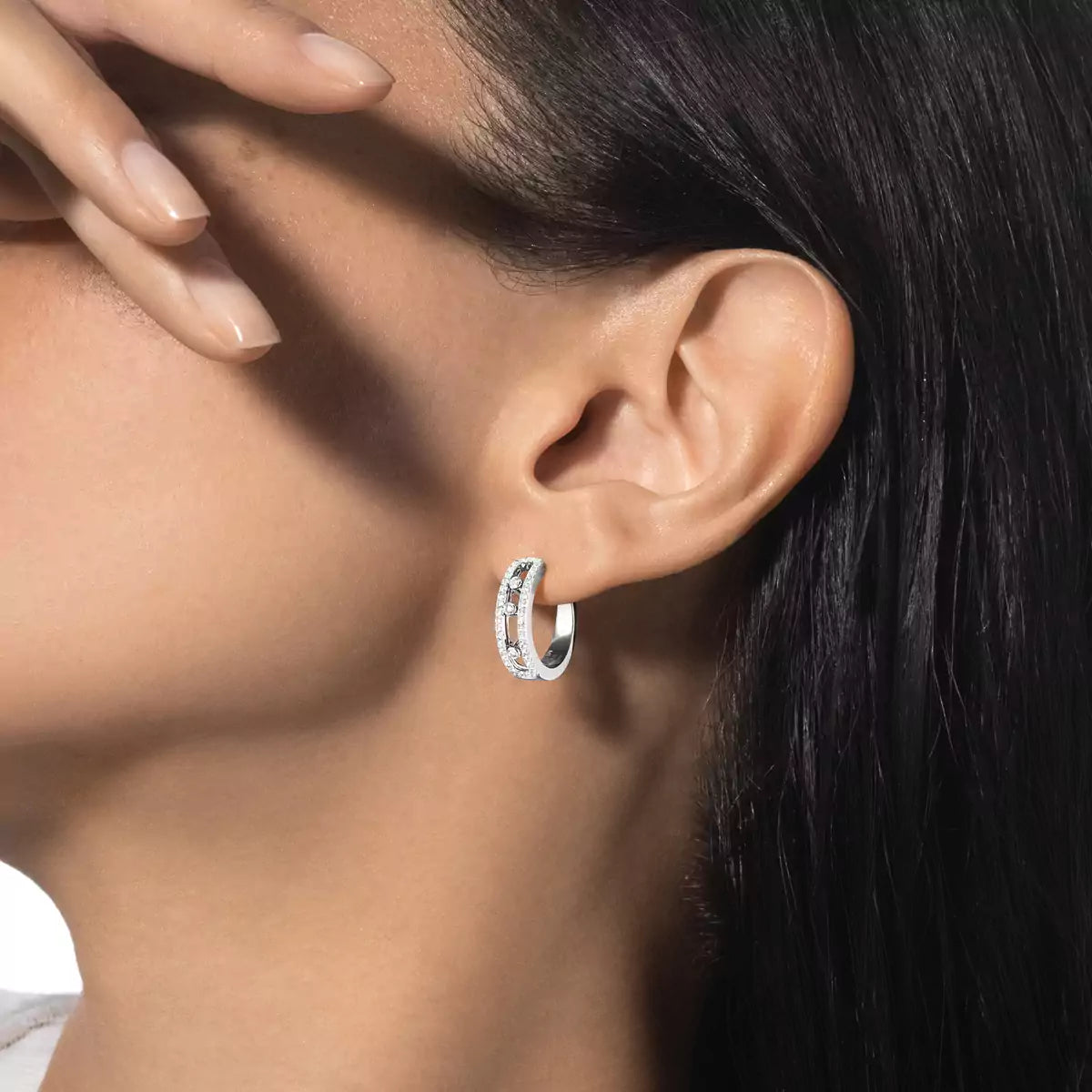 [Aetheris]MOVE PAVÉ DIAMOND HOOP-OHRRINGE