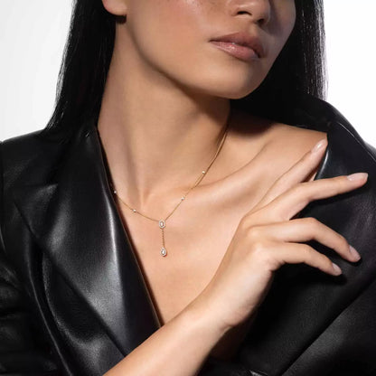 [Aetheris]SUGAR CUBE & TEARDROP FULL PAVÉ NECKLACE