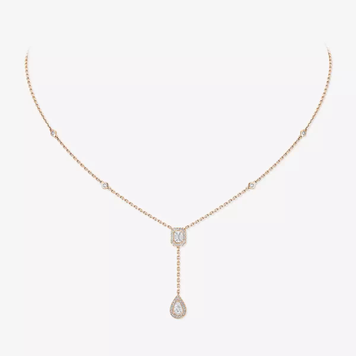 [Aetheris]SUGAR CUBE & TEARDROP FULL PAVÉ NECKLACE