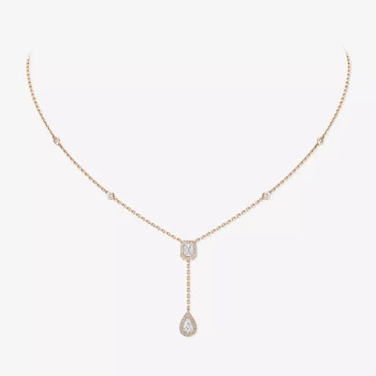 [Aetheris]SUGAR CUBE & TEARDROP FULL PAVÉ NECKLACE