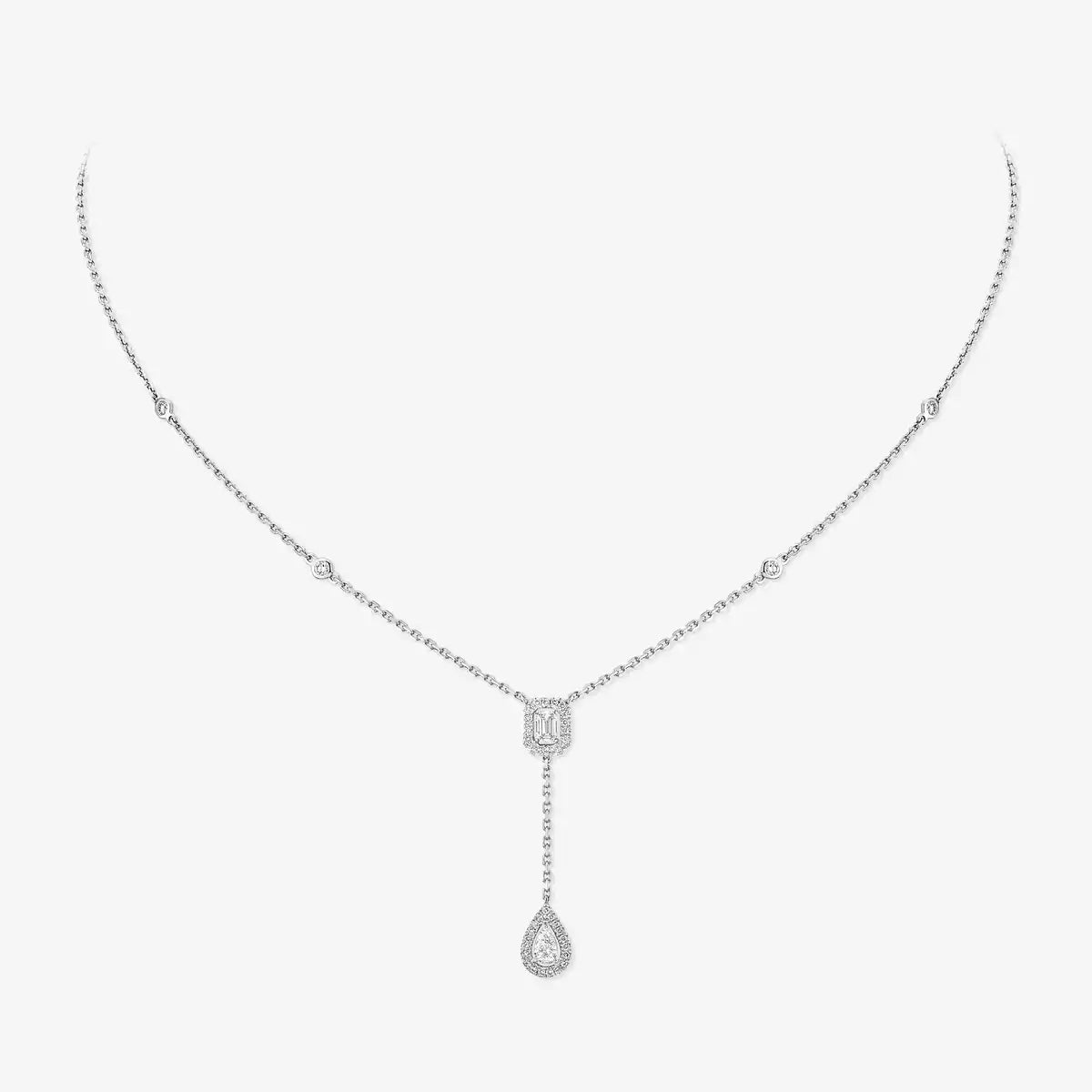 [Aetheris]SUGAR CUBE & TEARDROP FULL PAVÉ NECKLACE