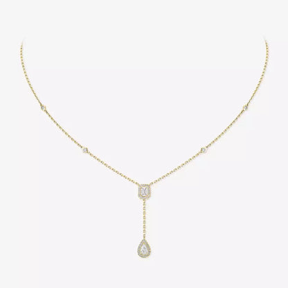 [Aetheris]SUGAR CUBE & TEARDROP FULL PAVÉ NECKLACE