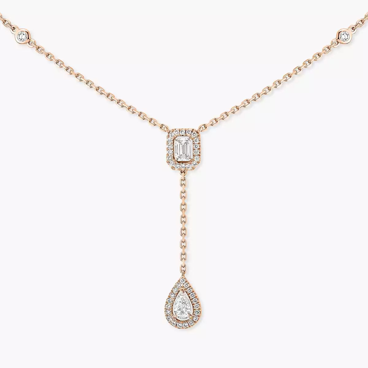[Aetheris]SUGAR CUBE & TEARDROP FULL PAVÉ NECKLACE