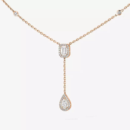 [Aetheris]SUGAR CUBE & TEARDROP FULL PAVÉ NECKLACE