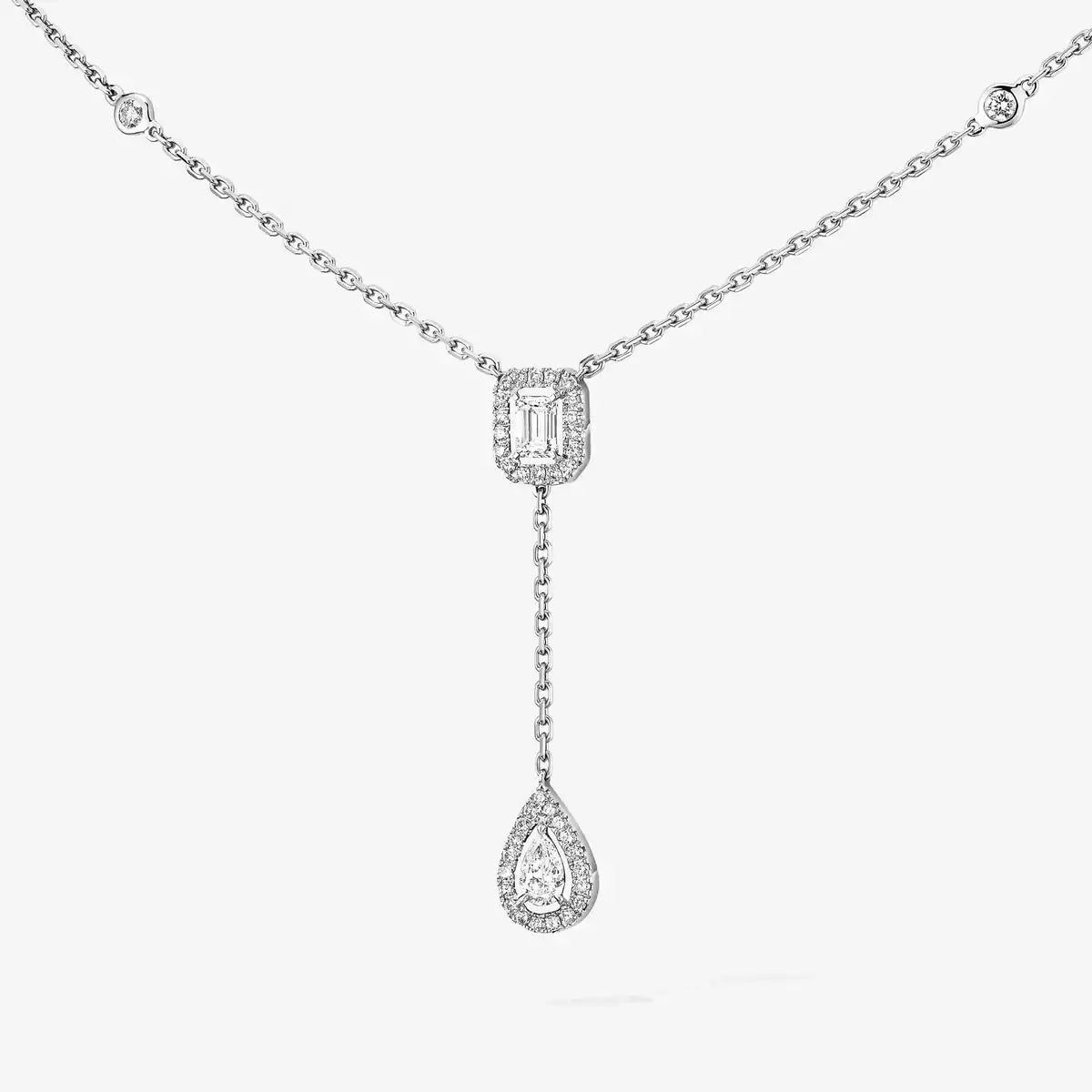 [Aetheris]SUGAR CUBE & TEARDROP FULL PAVÉ NECKLACE