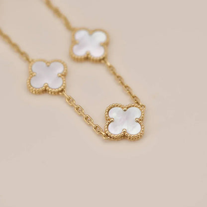 [Aetheris]LUCKY CLOVER 5-MOTIF BRACELET - WHITE MOTHER-OF-PEARL COLLECTION