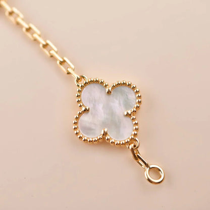 [Aetheris]LUCKY CLOVER 5-MOTIF BRACELET - WHITE MOTHER-OF-PEARL COLLECTION