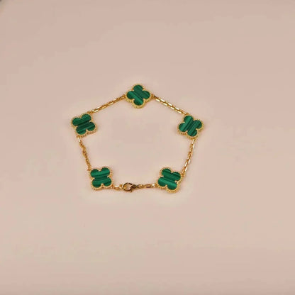 [Aetheris]LUCKY CLOVER 5-MOTIF BRACELET - MALACHITE COLLECTION