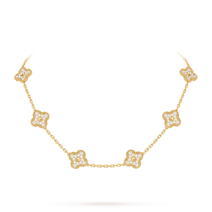 [Aetheris]KLASSISCHE GLÜCKS-KLEE-HALSKETTE MIT 10 MOTIVEN AUS DER GOLD-KOLLEKTION