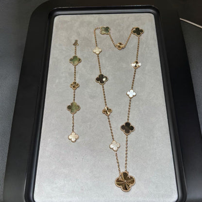 [Aetheris]DETACHABLE 15-MOTIF CLOVER STATEMENT SET - GREY MOTHER-OF-PEARL & LASER