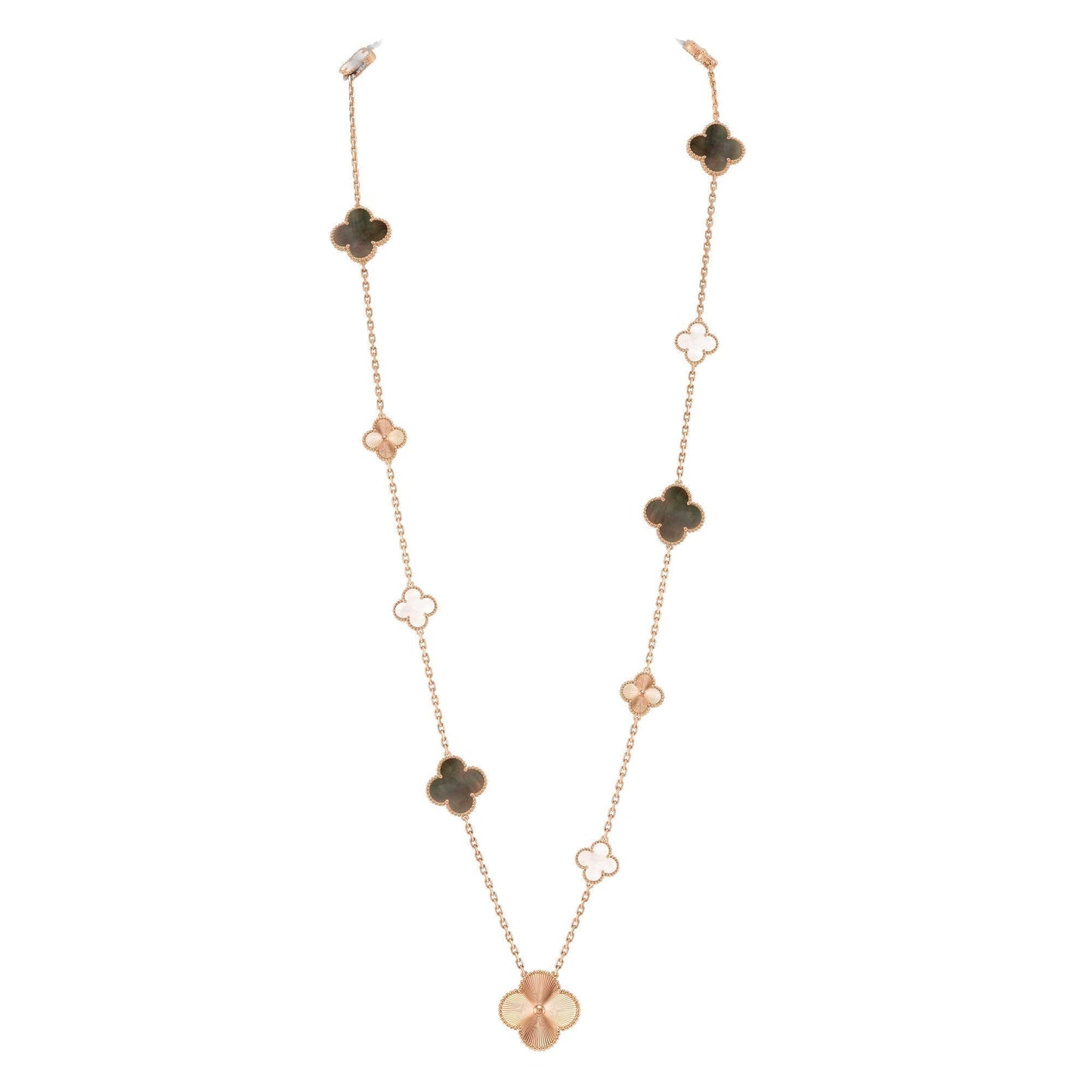 [Aetheris]DETACHABLE 15-MOTIF CLOVER STATEMENT SET - GREY MOTHER-OF-PEARL & LASER
